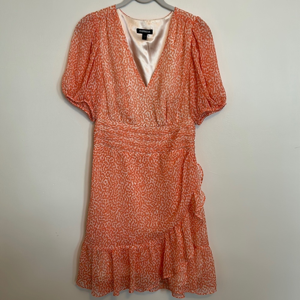 Express Coral & White Dress